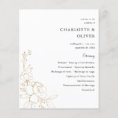 Budget Gold Lined Floral Wedding Ceremony Flyer (Voorkant)