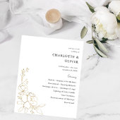 Budget Gold Lined Floral Wedding Ceremony Flyer