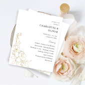 Budget Gold Lined Floral Wedding Ceremony Programm