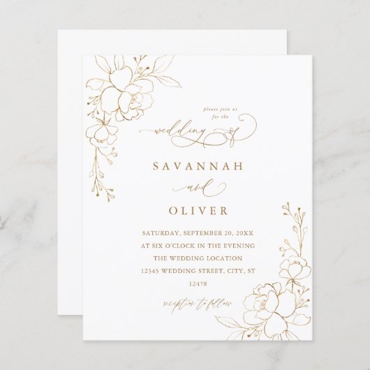 Budget Gold Lined Floral White & Gold Wedding (Voorkant / Achterkant)
