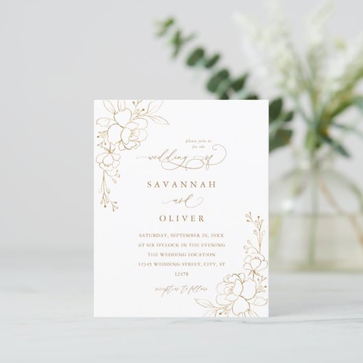 Budget Gold Lined Floral White & Gold Wedding (Staand voorkant)