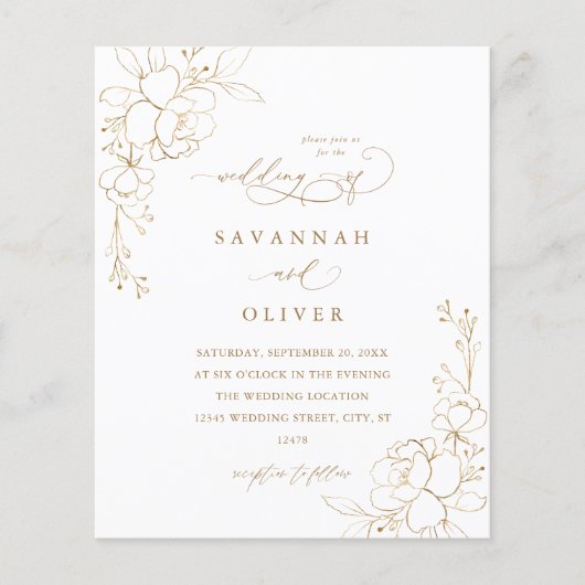 Budget Gold Lined Floral White & Gold Wedding (Voorkant)
