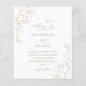 Budget Gold Lined Floral White & Gold Wedding Flyer (Voorkant)