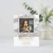 Budget Gold Marble Script Photo Graduparty (Staand voorkant)