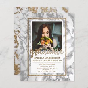 Budget Gold Marble Script Photo Graduparty
