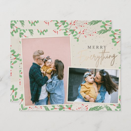 Budget Gold Merry All Photo Holiday Card (Voorkant / Achterkant)