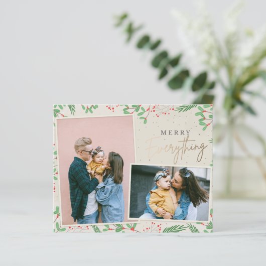 Budget Gold Merry All Photo Holiday Card (Staand voorkant)