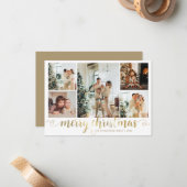 BUDGET Gold Merry Christmas Heart Script 5 Foto Notitiekaartje (Voorkant / Achterkant in situ)