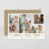 BUDGET Gold Merry Christmas Heart Script 5 Foto Notitiekaartje (Voorkant / Achterkant)