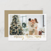 BUDGET Gold Merry Christmas Heart Script Photo Notitiekaartje (Voorkant / Achterkant)