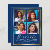 Budget Gold Minimalist Foto Afstuderen Aankondigin (Voorkant / Achterkant)