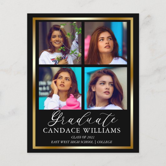 Budget Gold Minimalist Foto Afstuderen Aankondigin (Voorkant)