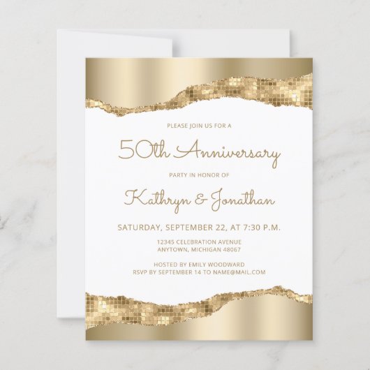 Budget Gold Mirror Foil 50th Anniversary Invite (Voorkant)