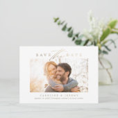 Budget Gold Modern Calligrafie-script Foto Save The Date (Staand voorkant)