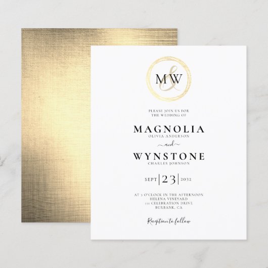Budget Gold Monogram Weddenschap (Voorkant / Achterkant)