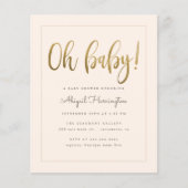 Budget Gold Peach Gender Neutral Oh Baby shower (Voorkant)