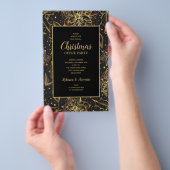 Budget Gold Poinsettias - kerstuitnodiging Flyer (Hand)