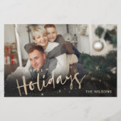 Budget Gold Prettige feestdagen Photo Holiday Card (Voorkant)