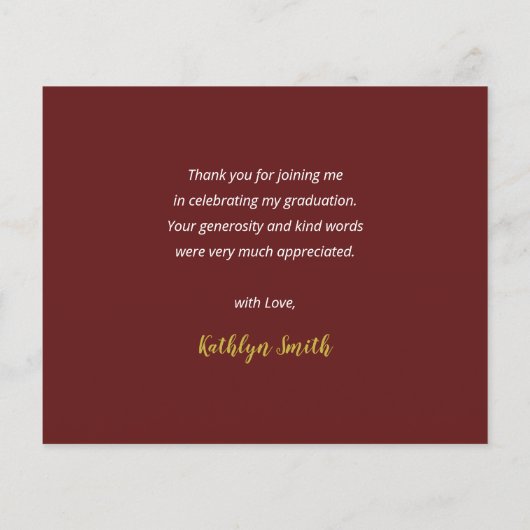 BUDGET Gold Red Modern Photo Afstuderen Hartelijk  (Achterkant)