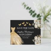 Budget Gold Save the Date Verjaardag Quinceanera (Staand voorkant)