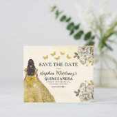 Budget Gold Save the Date Verjaardag Quinceanera (Staand voorkant)