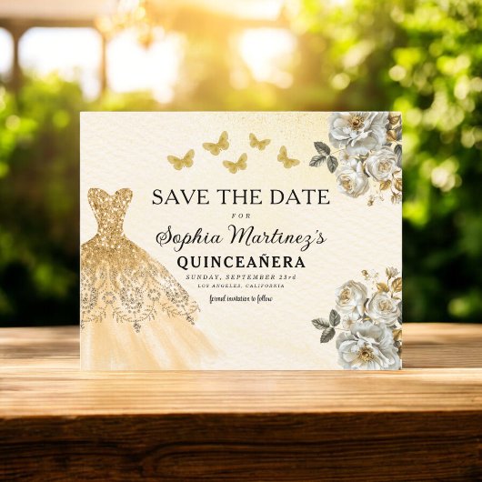 Budget Gold Save the Date Verjaardag Quinceanera