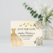Budget Gold Save the Date Verjaardag Quinceanera (Staand voorkant)