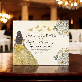 Budget Gold Save the Date Verjaardag Quinceanera Flyer