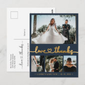 Budget Gold Script 4 foto bruiloft Dank u Briefkaart (Voorkant / Achterkant)