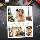 Budget Gold Script 4 Photo Collage Christmas Kaart
