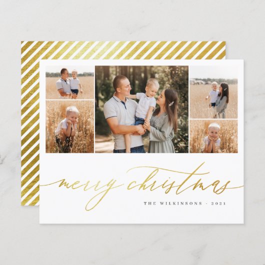Budget Gold Script 5 Foto Collage Merry Kerstry (Voorkant / Achterkant)