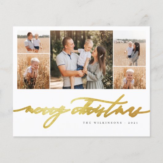 Budget Gold Script 5 Foto Collage Merry Kerstry (Voorkant)