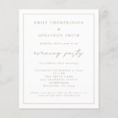 Budget Gold Script Avond Huwelijksavond Uitnodigen (Voorkant)