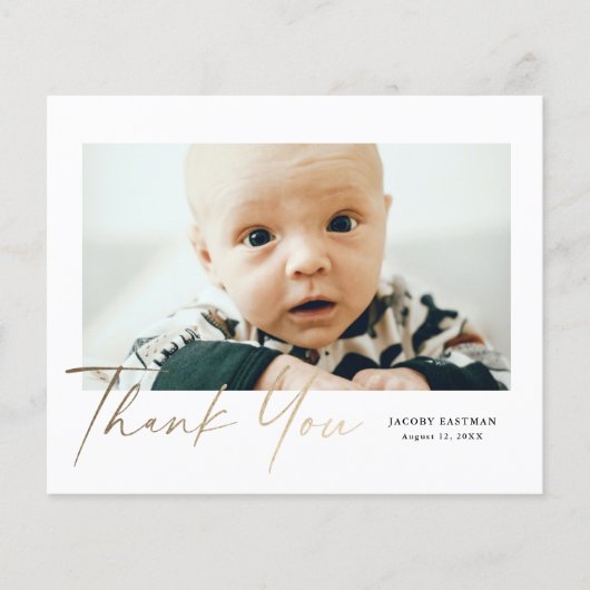Budget Gold Script Baby Foto bedankt (Voorkant)