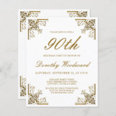 Budget  Gold Script Birthday Invitation (Voorkant / Achterkant)
