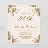 Budget Gold Script Blush Birthday uitnodigen (Voorkant / Achterkant)