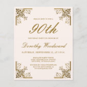 Budget  Gold Script Blush Birthday uitnodigen (Voorkant)