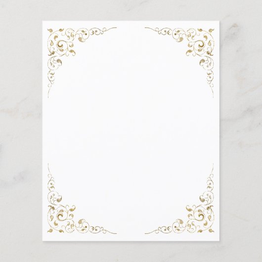 Budget Gold Script Foliage Weddenschap Menu (Achterkant)