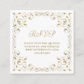 Budget Gold Script Foliage Wedding QR Code RSVP Informatiekaartje (Voorkant)