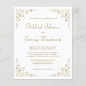 Budget Gold Script Foliage Weduwen Uitnodiging (Voorkant)