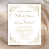 Budget Gold Script Foliage Weduwen Uitnodiging