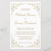 Budget Gold Script Foliage Weduwen Uitnodiging (Voorkant)