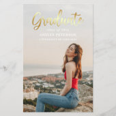 Budget Gold Script Photo Afstuderen Aankondiging (Voorkant)