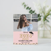 Budget Gold Script Photo Afstuderen Aankondiging (Staand voorkant)