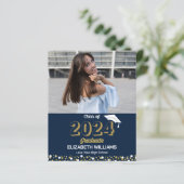 Budget Gold Script Photo Afstuderen Aankondiging (Staand voorkant)