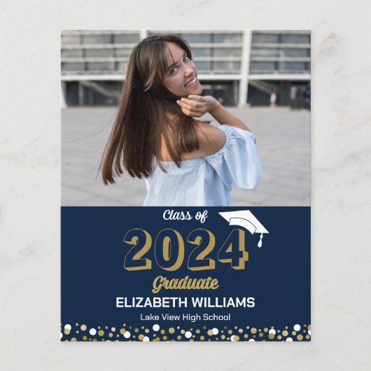 Budget Gold Script Photo Afstuderen Aankondiging (Voorkant)