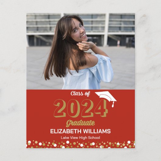 Budget Gold Script Photo Afstuderen Aankondiging (Voorkant)