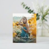 Budget Gold Script Photo Afstuderen Invitation (Staand voorkant)