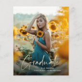 Budget Gold Script Photo Afstuderen Invitation (Voorkant)