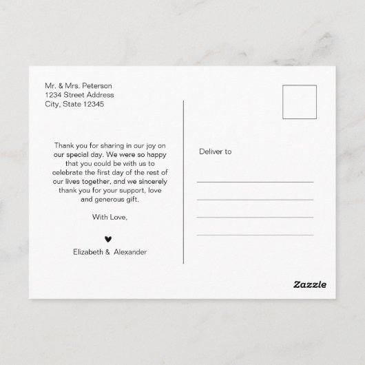 Budget Gold Script Pic Wedding Hartelijk dank Brie Briefkaart (Achterkant)